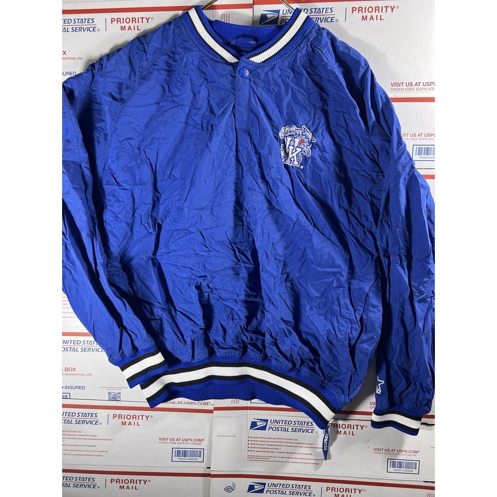 Vintage Starter University Of‎ Kentucky Wildcat Pullover 1/4 Blue Jacket Sz XL